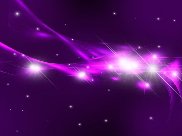 digital abstract background featuring glowing, radiant purple light streaks and sparkling stars against a dark purple backdrop